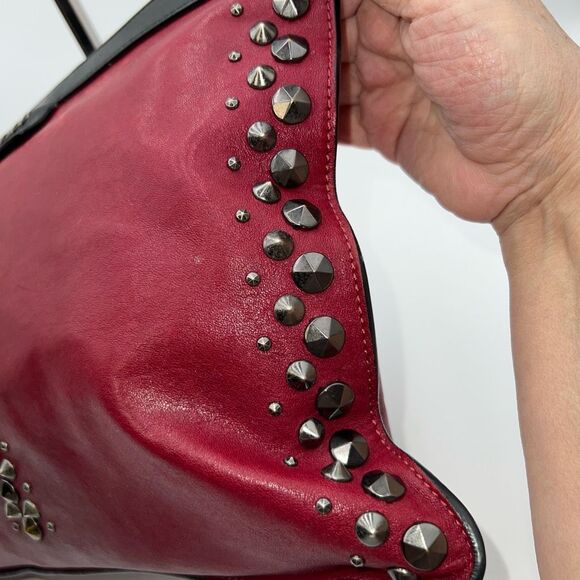 Jimmy Choo Laptop Holder/Clutch/Wristlet Black and Red Leather With Studs - Picture 4 of 16